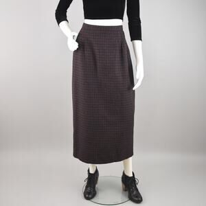 Briggs Vintage Gray Plaid Wool Blend Long Length Skirt Women's 28" Waist